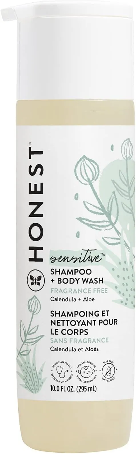 The Honest Company 2-in-1 Cleansing Shampoo + Body Wash | Gentle for Baby | Naturally Derived, Tear-free, Hypoallergenic | Sweet Almond Nourish, 10 fl oz