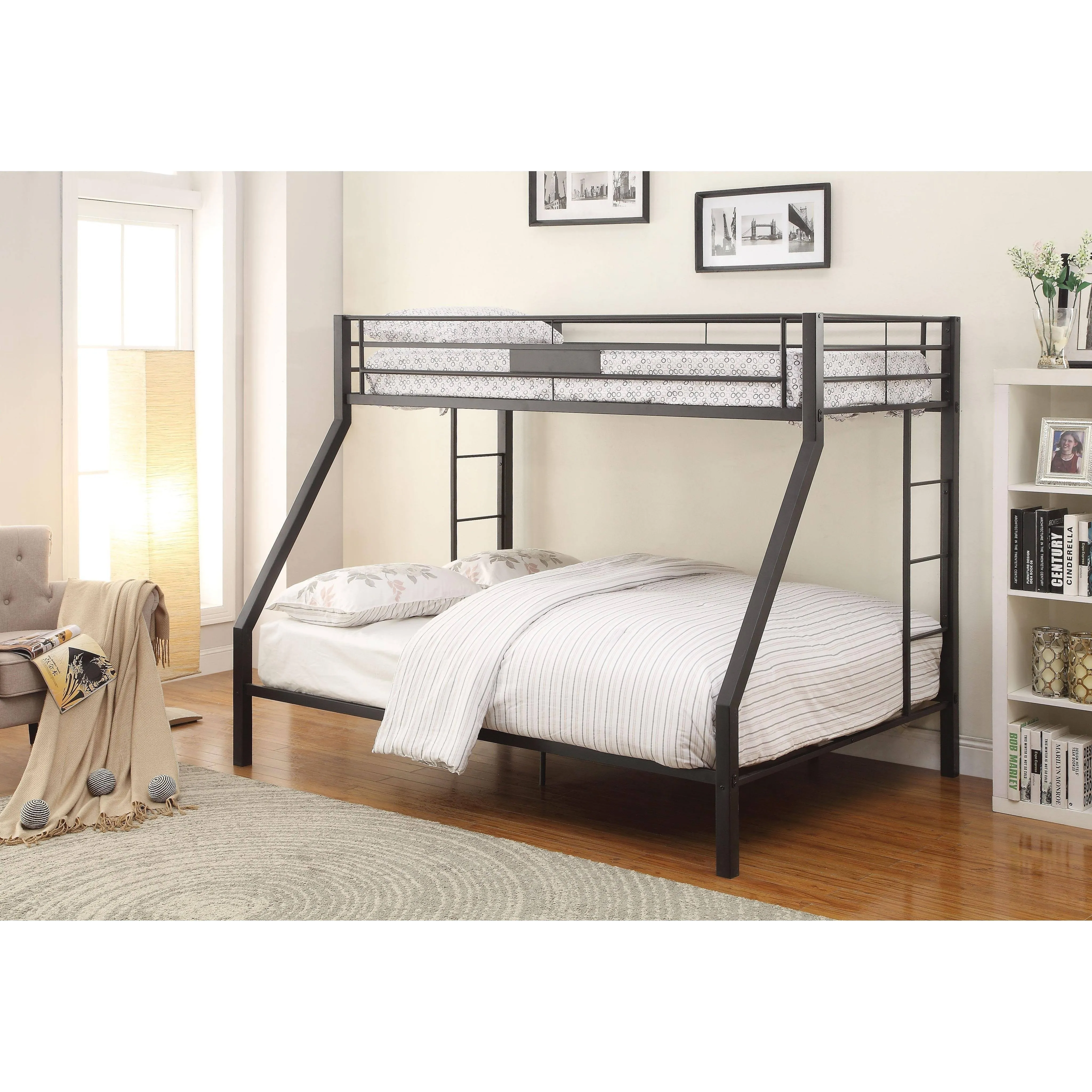 Limbra Sandy Black Bunk Bed (Twin XL/Queen)