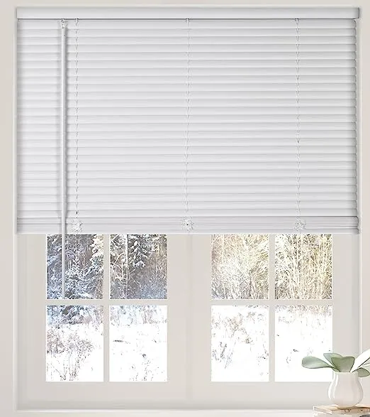 Calyx Interiors 1” Cordless Vinyl Mini Blinds, White, 72"W x 60"H