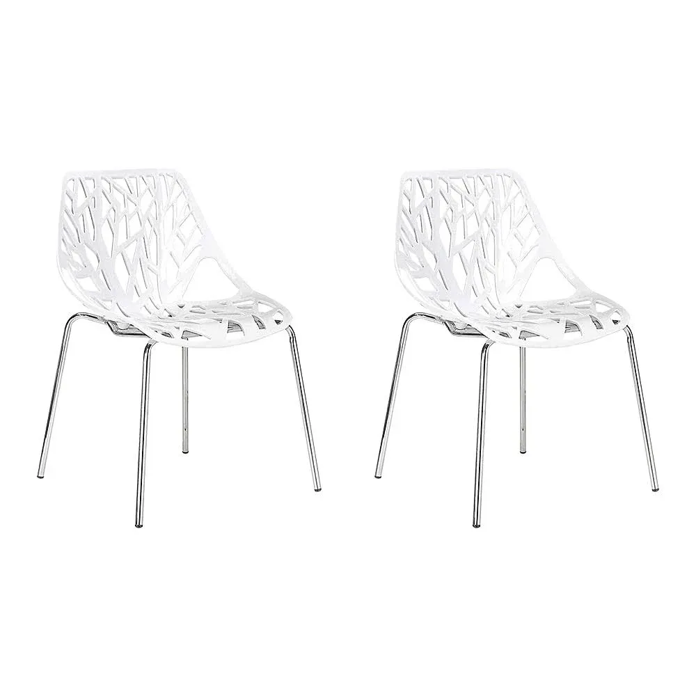 CangLong Modern Mid Century Plastic Shell Hollow Matal Legs Dining Chairs, Set of ...