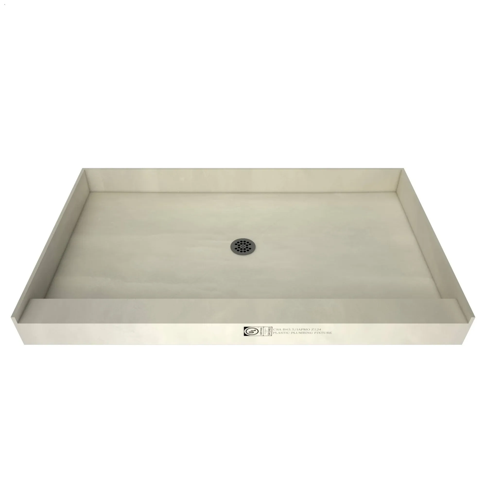 Tile Redi USA P3260C-PVC-BN Redi Base Shower Pan, 60" W x 32" D, Center Round Brushed Nickel Drain Plate