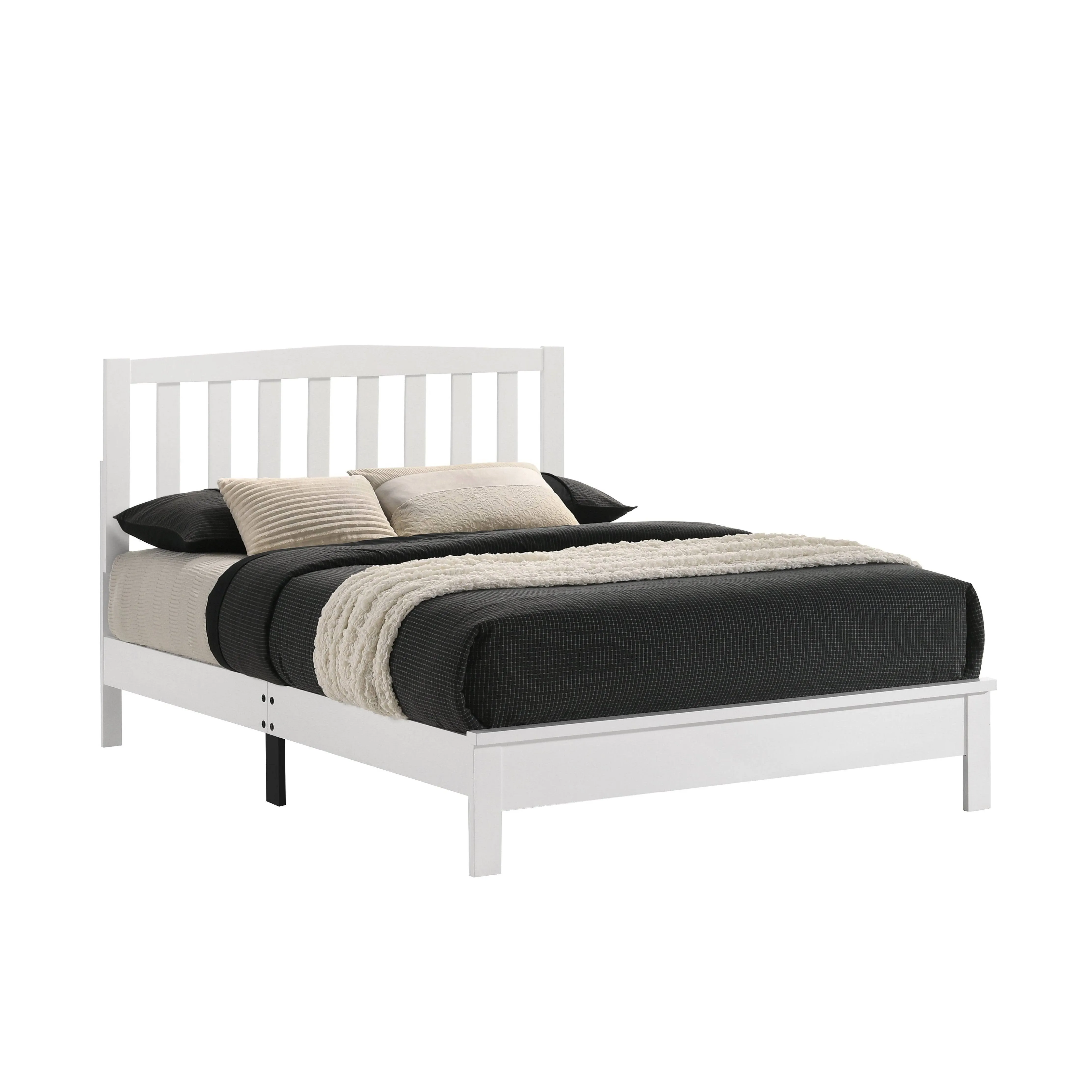 Leo 4/6 Full Slat Bed in White - Sturdy Rubberwood Frame with Stylish Okoume Veneers for Comfort