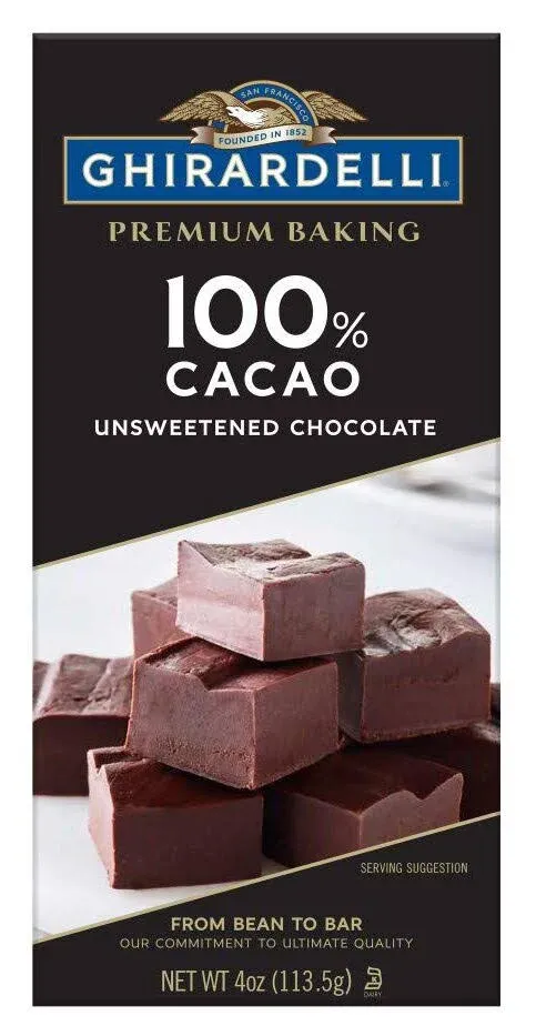 Ghirardelli Premium 100% Cacao Unsweetened Chocolate Baking Bar