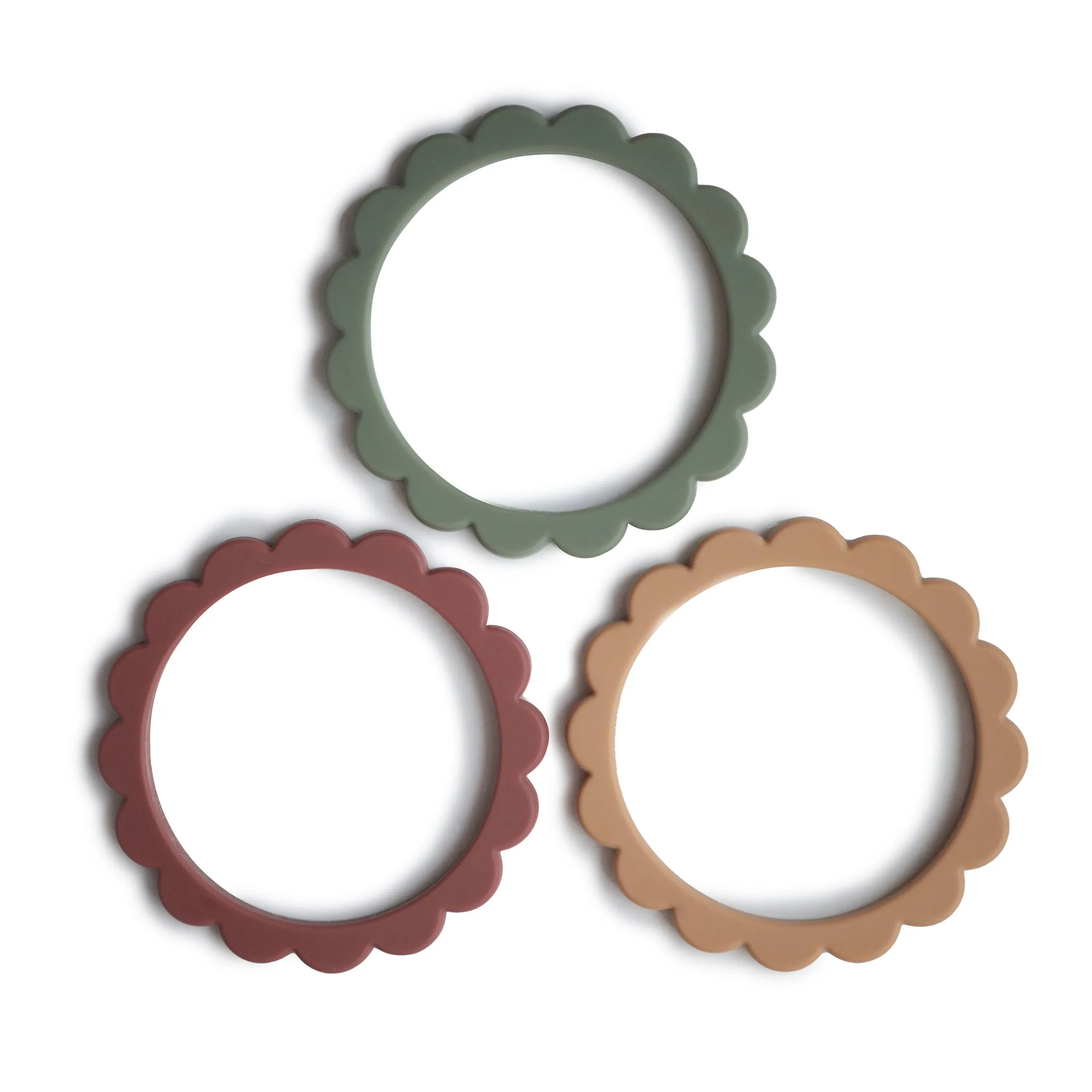 mushie Flower Teether Bracelet | 3-Pack (Dried Thyme/Berry/Natural)