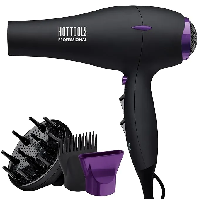 HOT TOOLS Pro Artist Tourmaline 2000 Turbo Hair Dryer | Lightweight with Quiet Blowout Results