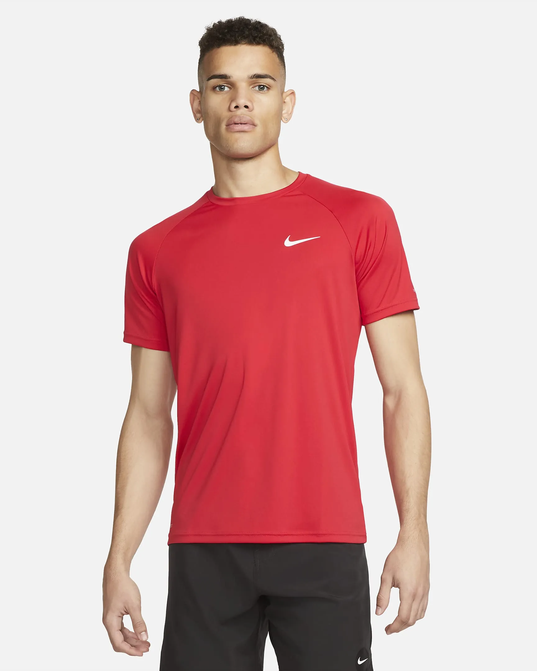 Nike Men's Essential Short Sleeve Hydroguard, Red, Size: Large