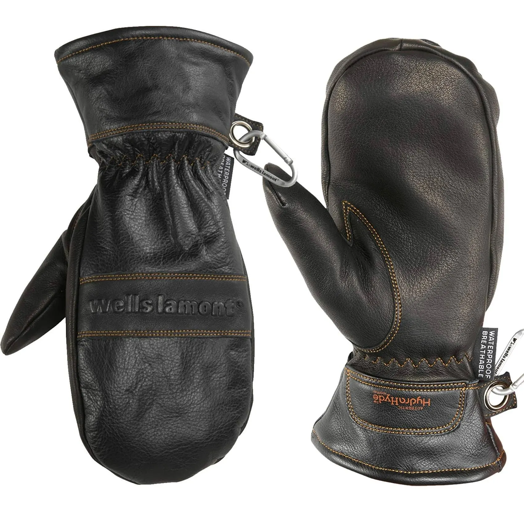 Wells Lamont Men's Black HydraHyde Leather Winter Mittens, Waterproof Insert, XX ...