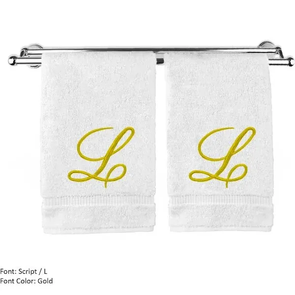 Monogrammed Hand Towel, Personalized Gift, 16 x 30 Inches - Set of 2 - Gold ...