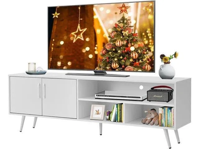 Panana 62.99" TV Stand Television Stands TV Console Unit with 3 Open Cubby and 2 Doors for Living Room Bedroom for TVs up to 70 Inches