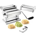 Pasta Maker Machine (177) by Cucina Pro - Heavy Duty Steel Construction - with Fettucine and Spaghetti Attachment and Recipes