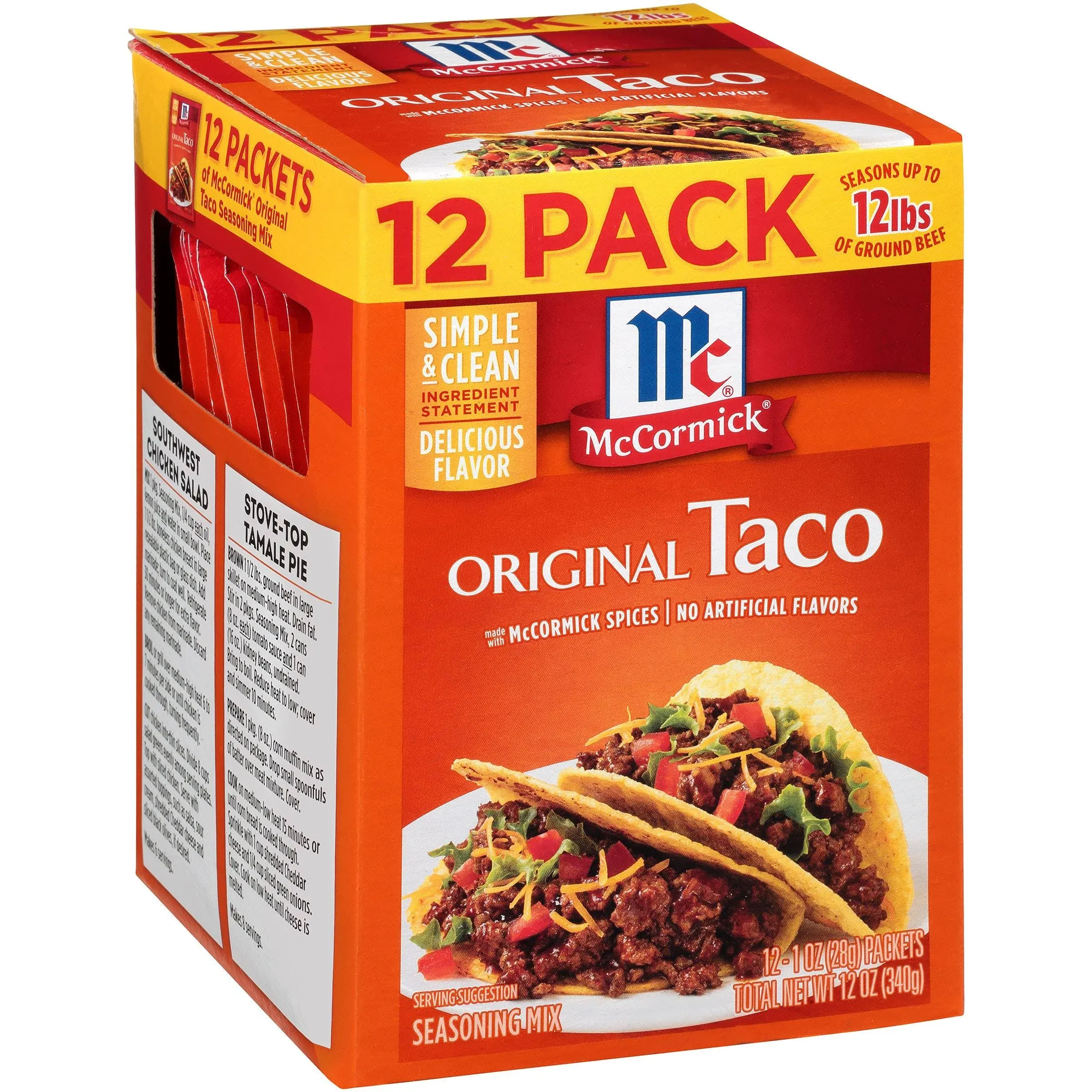 McCormick Original Taco Seasoning 1 OZ, 6 or 12 Individual Packets