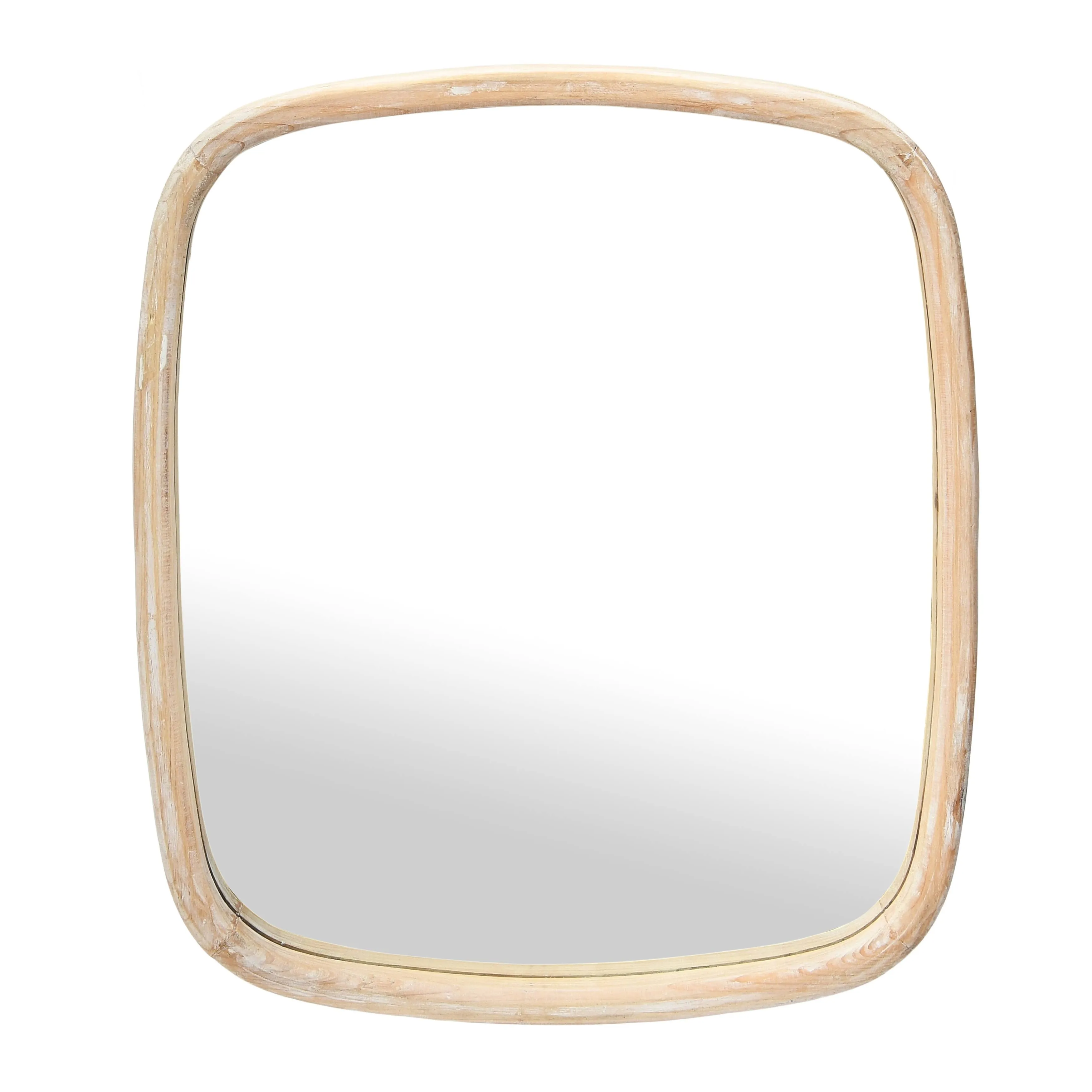 Fir Wood Framed Wall Mirror - Brown