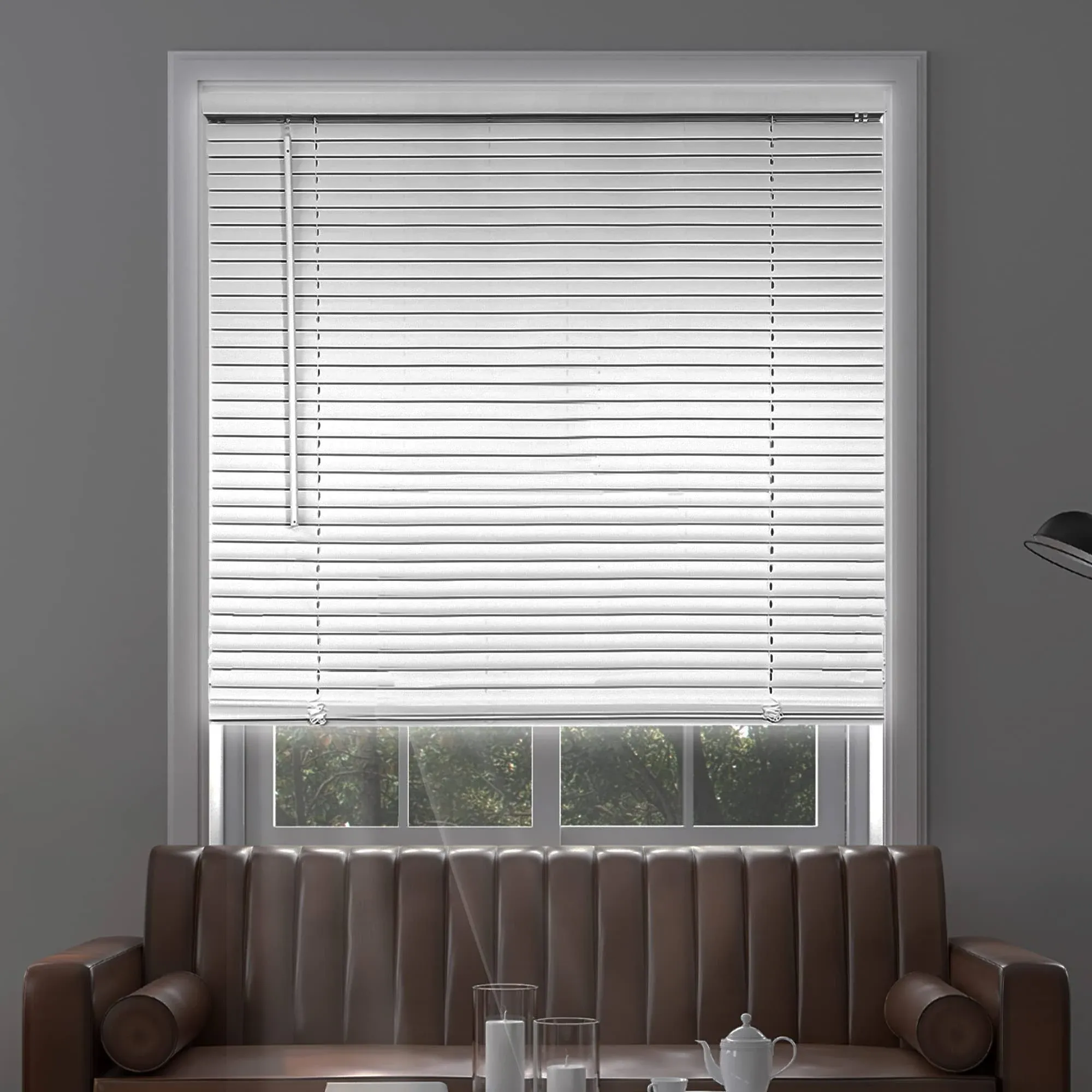 Chicology Cordless 1 inch Vinyl Mini Blinds Midnight White Blackout 47 inchw x 48 ...