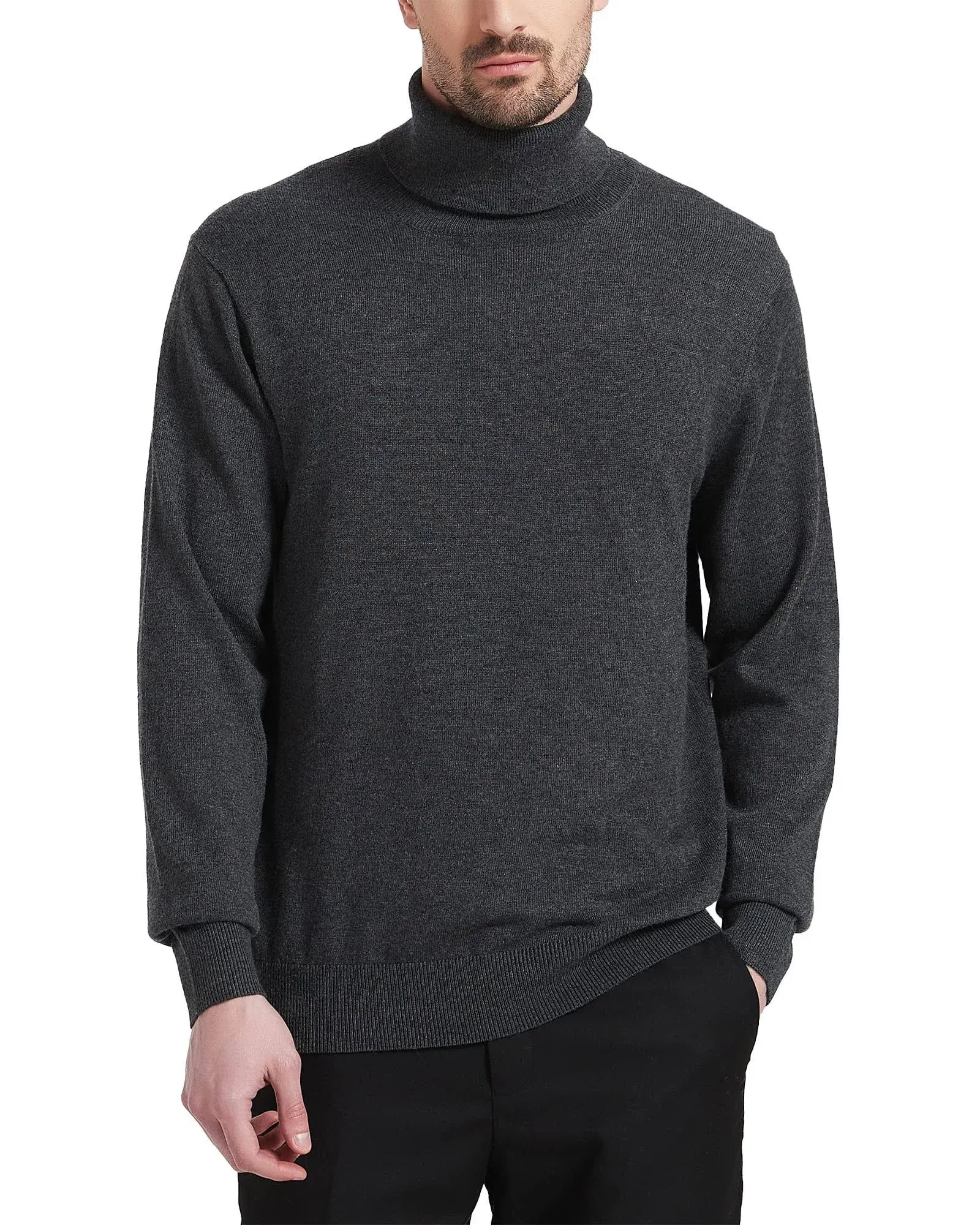 Kallspin Men's Turtle Neck Sweaters Wool Blended Lightweight Long Sleeve High ...