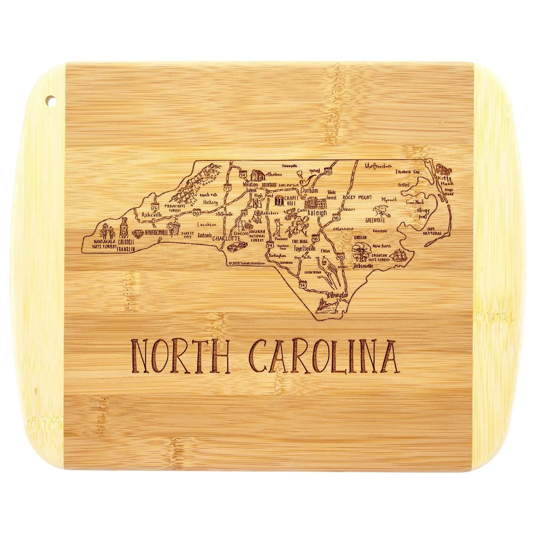 Totally Bamboo A Slice of Life North Carolina State Serving and Cutting Board, 11" x 8.75"