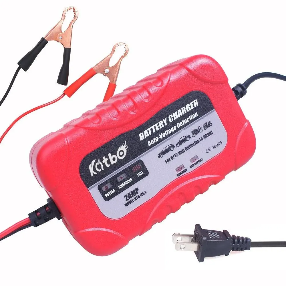 KATBO 2Amp Smart Battery Charger Maintainer 6V 12V Charging Selectivity Smart...