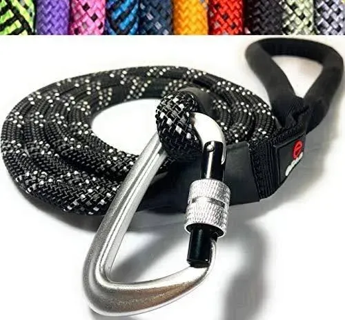 Enthusiast Gear Rope Dog Leash with Locking Carabiner for Large and Medium Breeds ...