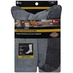 Dickies Performance Work Socks, Grey, Dri Tech Crew, Men's - 6 pairs