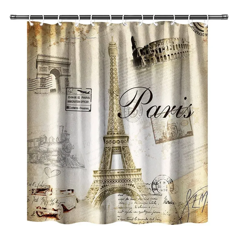 Sanstone Paris Shower Curtain Eiffel Tower Shower Curtain Love Paris Fabric Bath ...