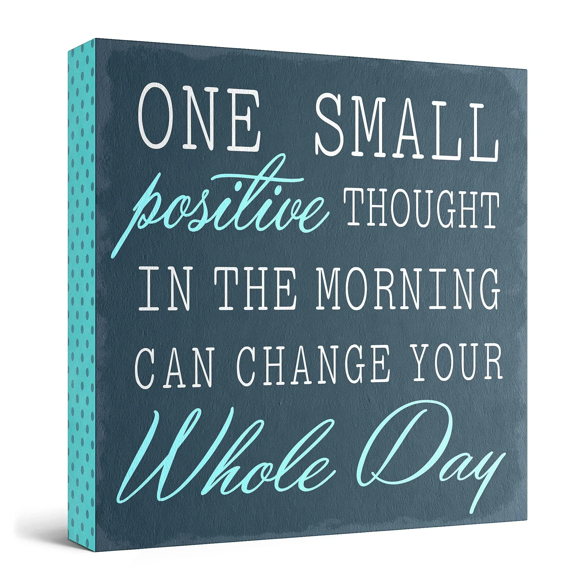 'One Small Positive Thought' Wooden Box Sign Motivational Desk Decor, Primitive 