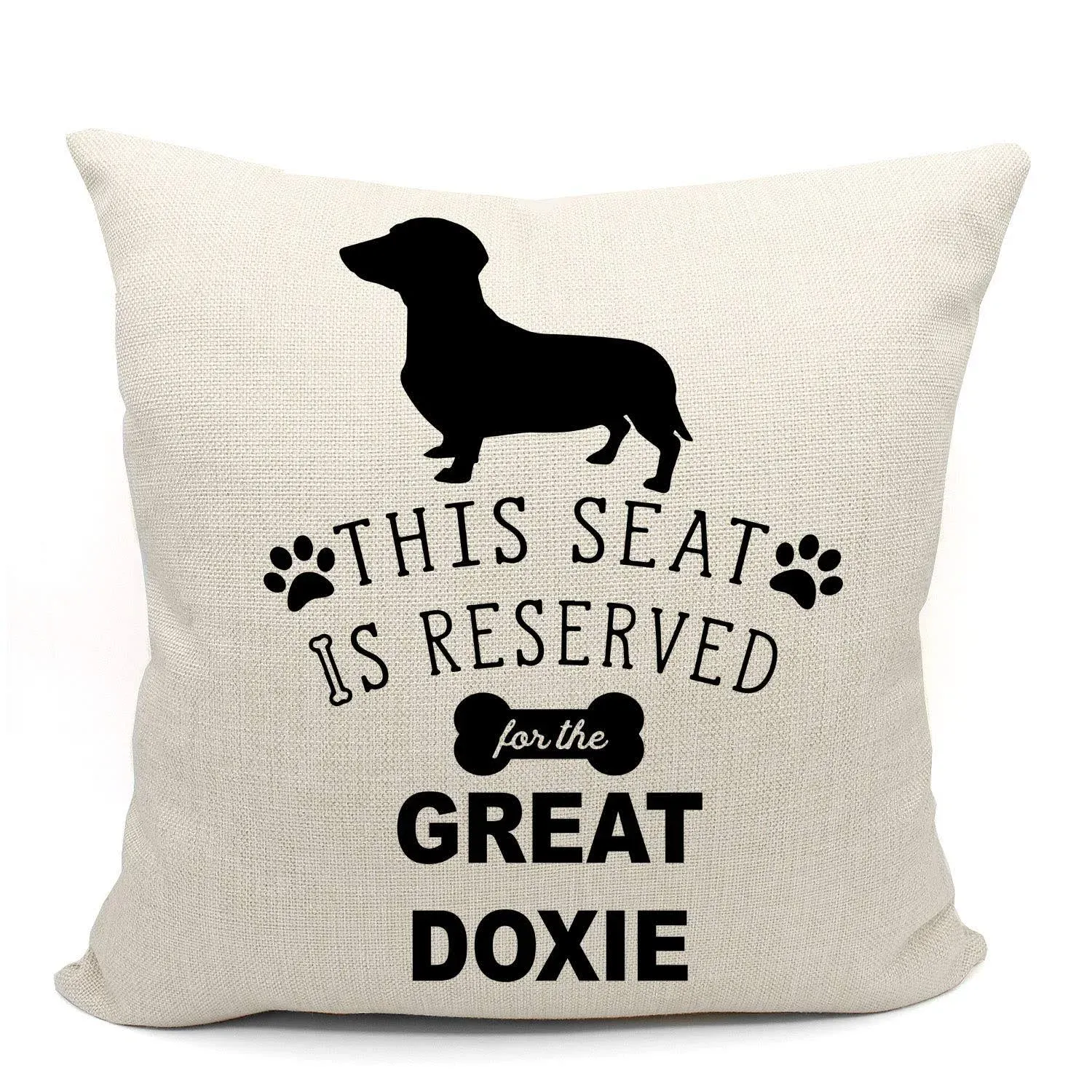 Mancheng-zi This Seat Is Reserved for The Great Doxie Throw Pillow Case, Dog ...