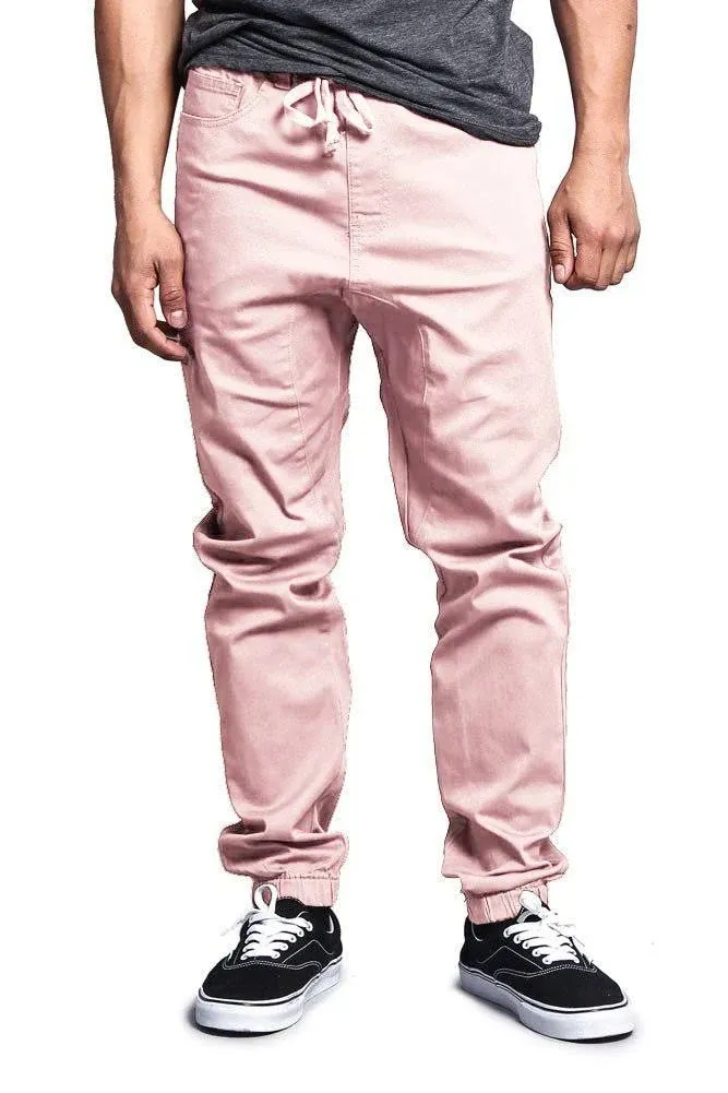 Victorious Men's Drop Crotch Jogger Twill Pants, Up to 5XL, Size: 3XL, Pink