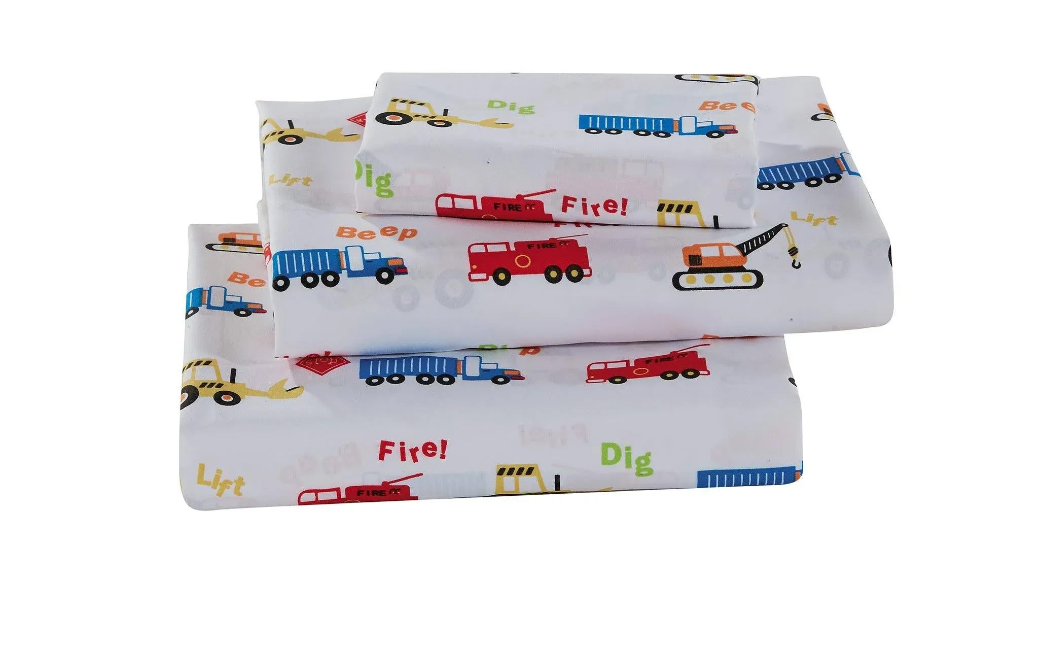 Kids Zone Collection Sheet Set for Boys Construction Crane Traffic Cones Crane Dig Dump Trucks Blue Green Orange New #Crane (Twin)