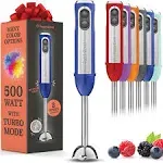 Peach Street Powerful Immersion Blender, Electric Hand Blender 500 Watt with Turbo Mode, Detachable Base. Handheld Kitchen Blender Stick for