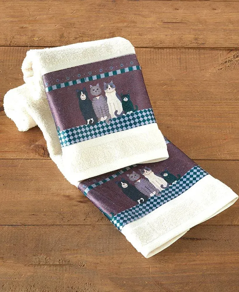 Country Cats Hand Towels for The Bathroom or Kitchen - Set of 2