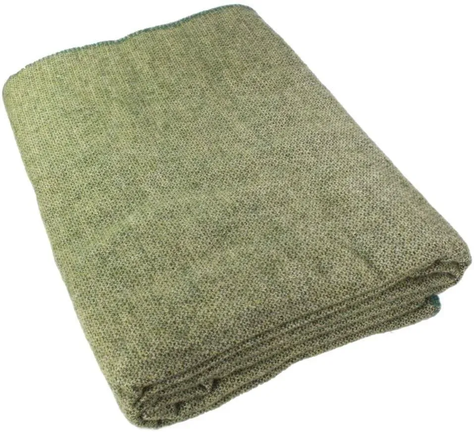 Biddy Murphy, 100% Irish Wool Blanket, Large King Size 90" x 109" Inches, Traditional Style, Heirloom Quality, Warm, Soft Lambs Wool, Woven in Co. Kerry Ireland, Imported, Green