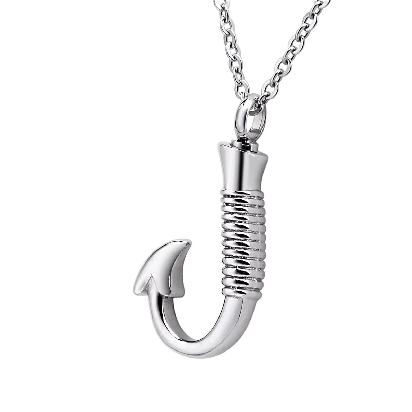 B&Y Fish Hook Cremation Ashes Urn Necklace Keepsake Memorial Pendant...