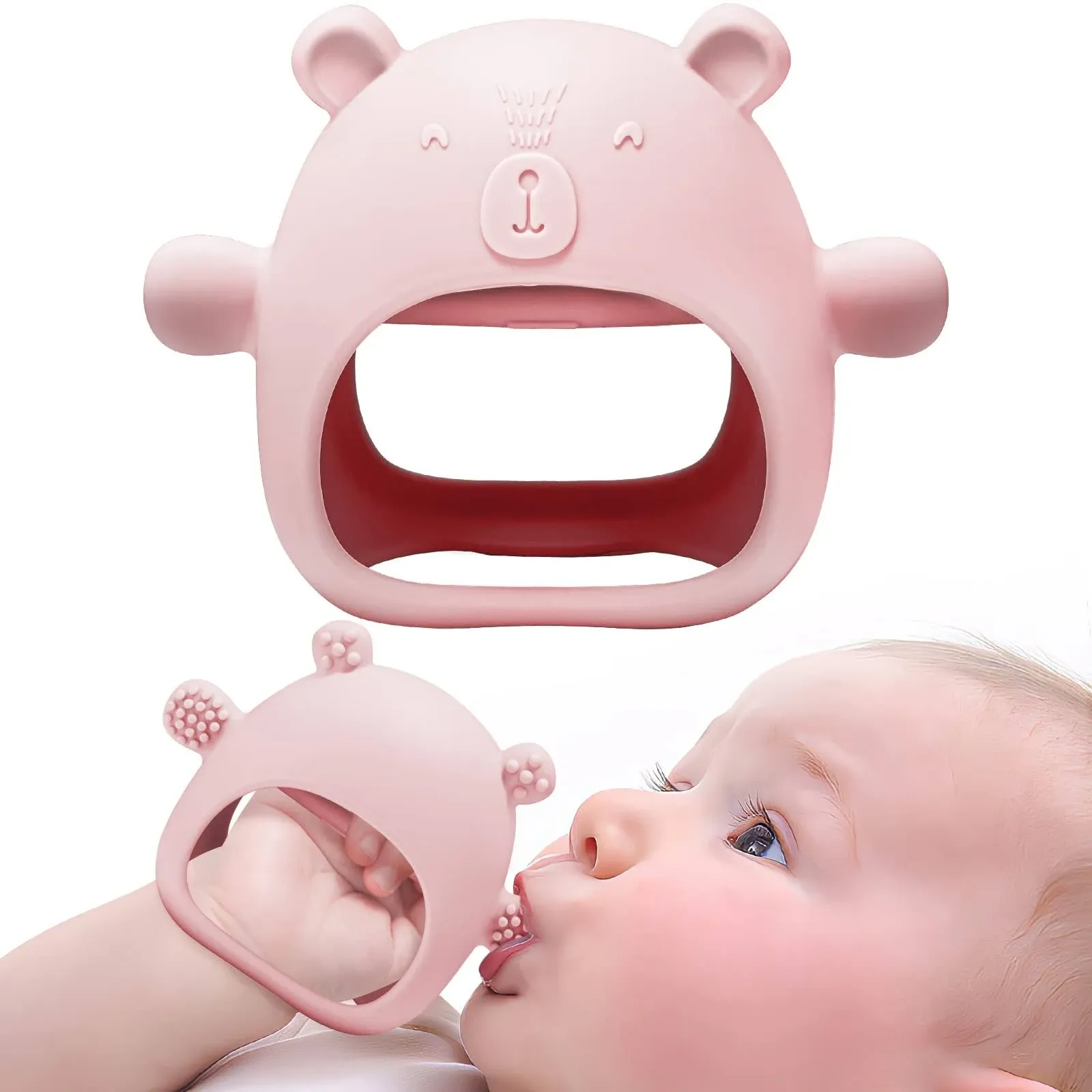 NiBaby Silicone Baby Mitten Teething Chew Toy for Babies 3-6 Months 6-12 Months, Anti-drop Teether Glove BPA-Free for Girls and Boys Sucking Biting