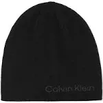 Calvin Klein Men's Tweed Logo 2-in-1 Reversible Beanie - Black