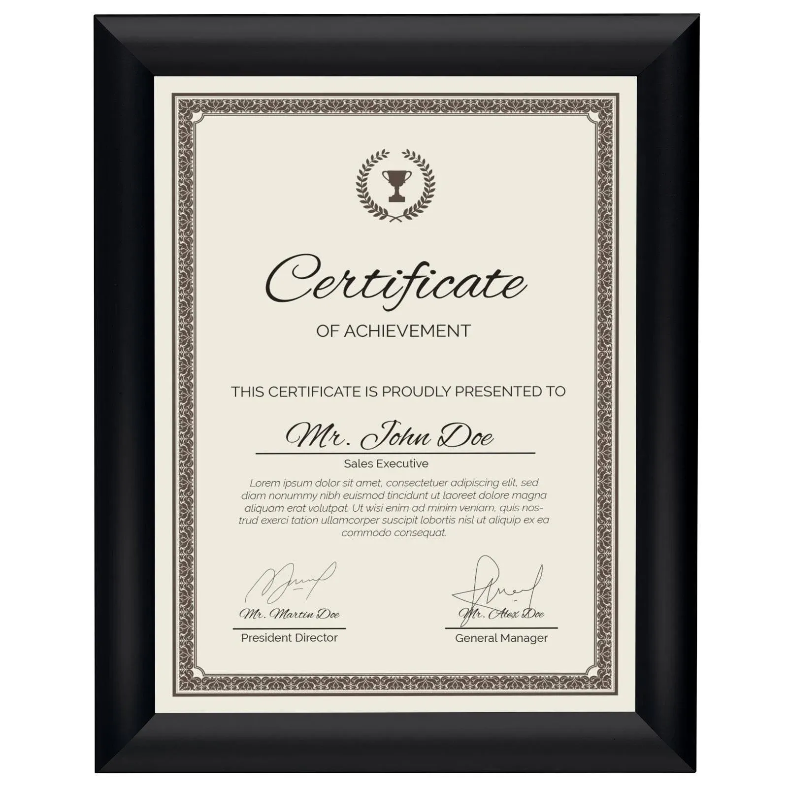 SnapeZo Brushed Black Certificate Frame 8.5x11, Front-Loading Aluminum, 1 Inch Profile, Front-Loading Snap Frame, Wall Mounting