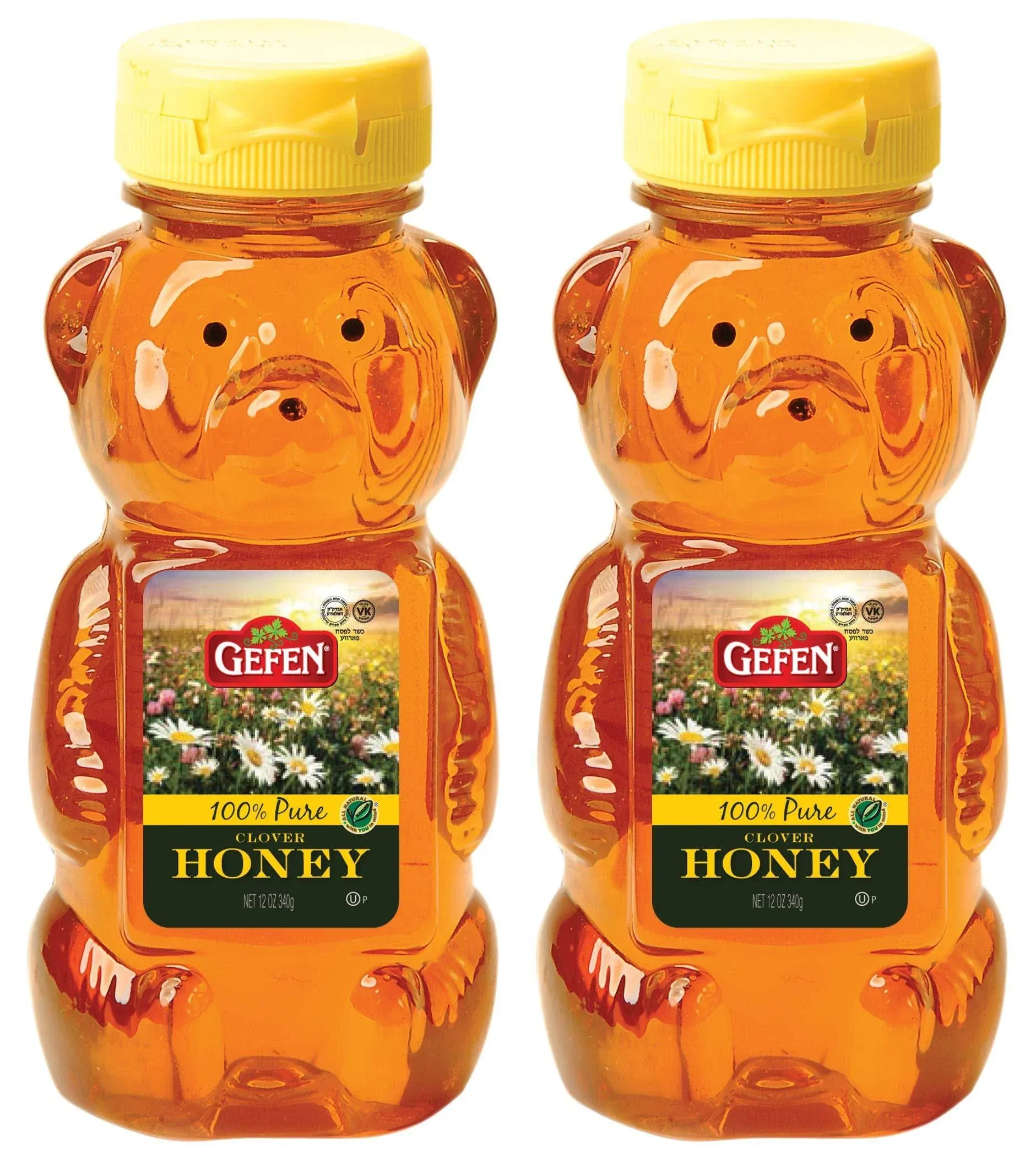 Gefen US Grade A Honey Bears, 12oz 2 Pack 100% Clover Honey, No Fillers, Gluten Free